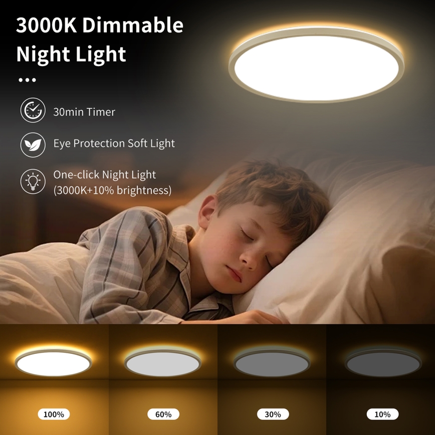 Brilagi - Plafonnier LED dimmable ULTRA SLIM LED/18W/230V 2700-6500K Ø 30 cm blanc + télécommande