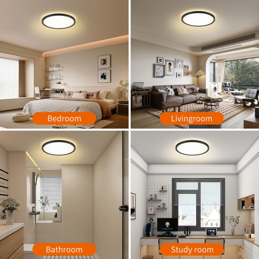 Brilagi - Plafonnier LED dimmable ULTRA SLIM LED/18W/230V 2700-6500K Ø 30 cm noir + télécommande
