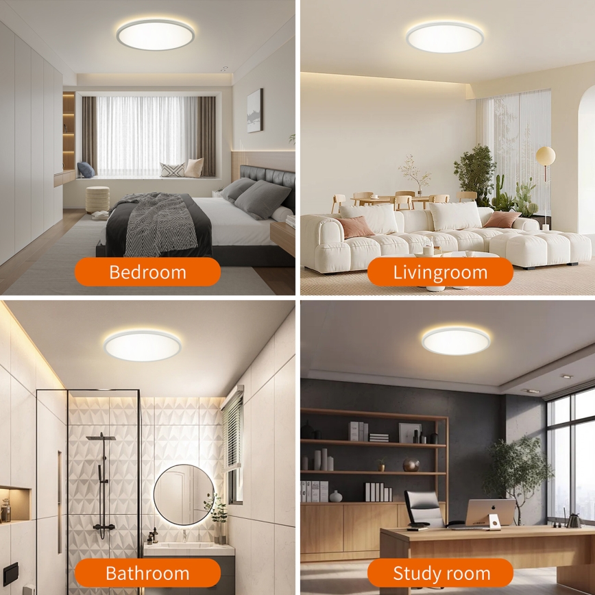 Brilagi - Plafonnier LED dimmable ULTRA SLIM LED/24W/230V 2700-6500K Ø 42 cm blanc + télécommande