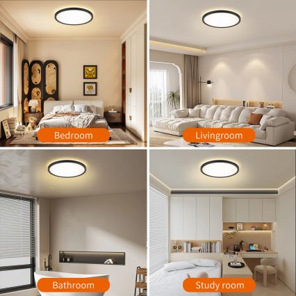 Brilagi - Plafonnier LED dimmable ULTRA SLIM 24W/230V 2700–6500K Ø 42 cm noir + télécommande