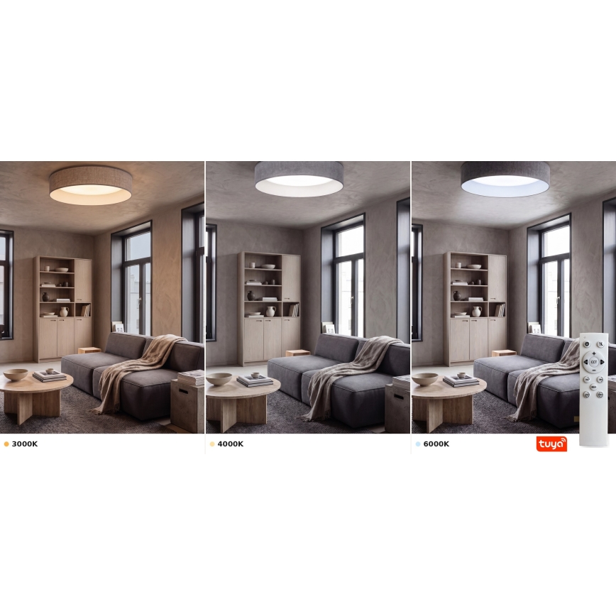 Brilagi - Plafonnier LED dimmable VELVET SMARTIX STARS LED/24W/230V 3000–6000K Ø 45 cm gris Wi‑Fi Tuya Beacon + télécommande
