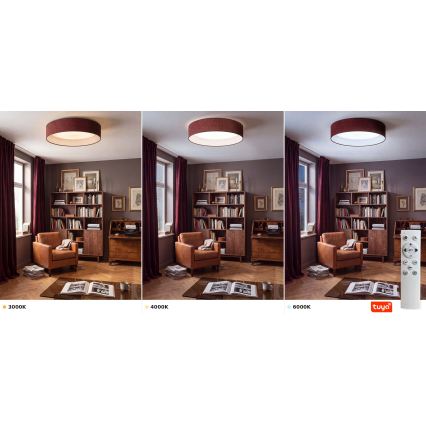 Brilagi - Plafonnier LED dimmable VELVET SMARTIX STARS LED/36W/230V 3000-6000K Ø 55 cm bordeaux Wi-Fi Tuya Beacon + télécommande