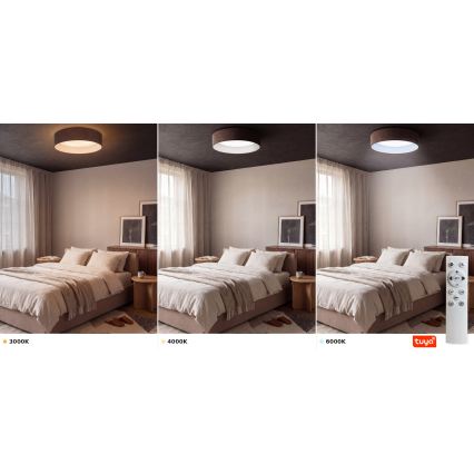 Brilagi - Plafonnier LED dimmable VELVET SMARTIX LED/24W/230V 3000-6000K Ø 45 cm brun Wi-Fi Tuya Beacon + télécommande