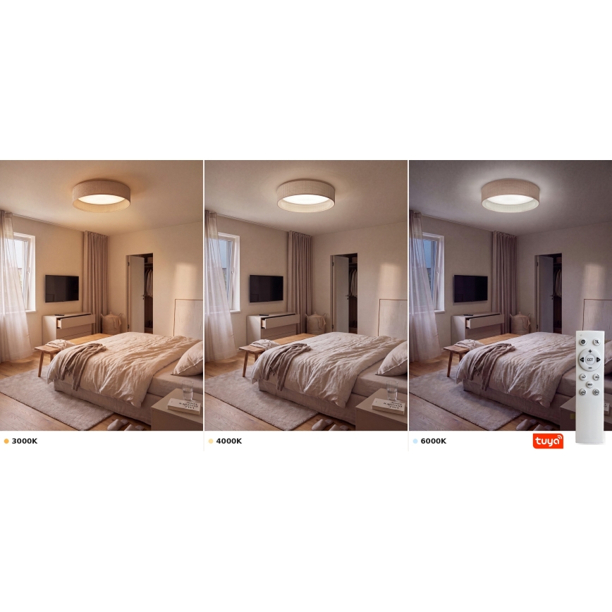 Brilagi - plafonnier LED dimmable VELVET SMARTIX LED/36W/230V 3000–6000K Ø 55 cm beige Wi‑Fi Tuya Beacon + télécommande
