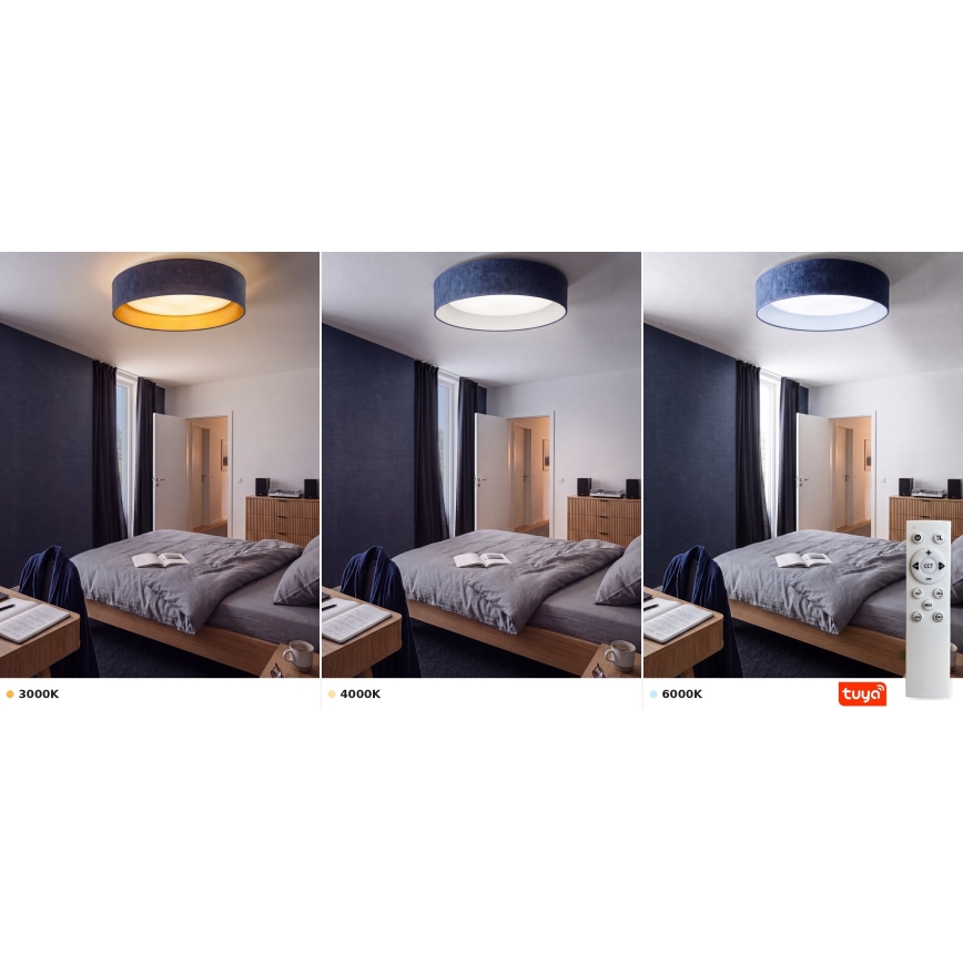 Brilagi - Plafonnier LED dimmable VELVET SMARTIX LED/36W/230V 3000-6000K Ø 55 cm bleu Wi-Fi Tuya Beacon + télécommande