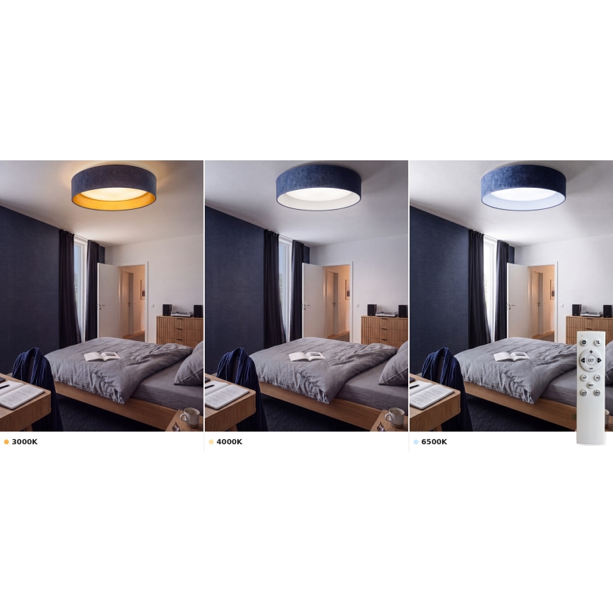 Brilagi - Plafonnier LED dimmable VELVET SMART VARI LED/36W/230V 3000-6500K Ø 55 cm bleu + télécommande