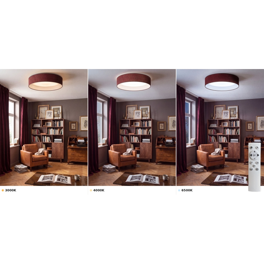 Brilagi - Plafonnier LED dimmable VELVET SMART VARI LED/36W/230V 3000-6500K Ø 55 cm bordeaux + télécommande