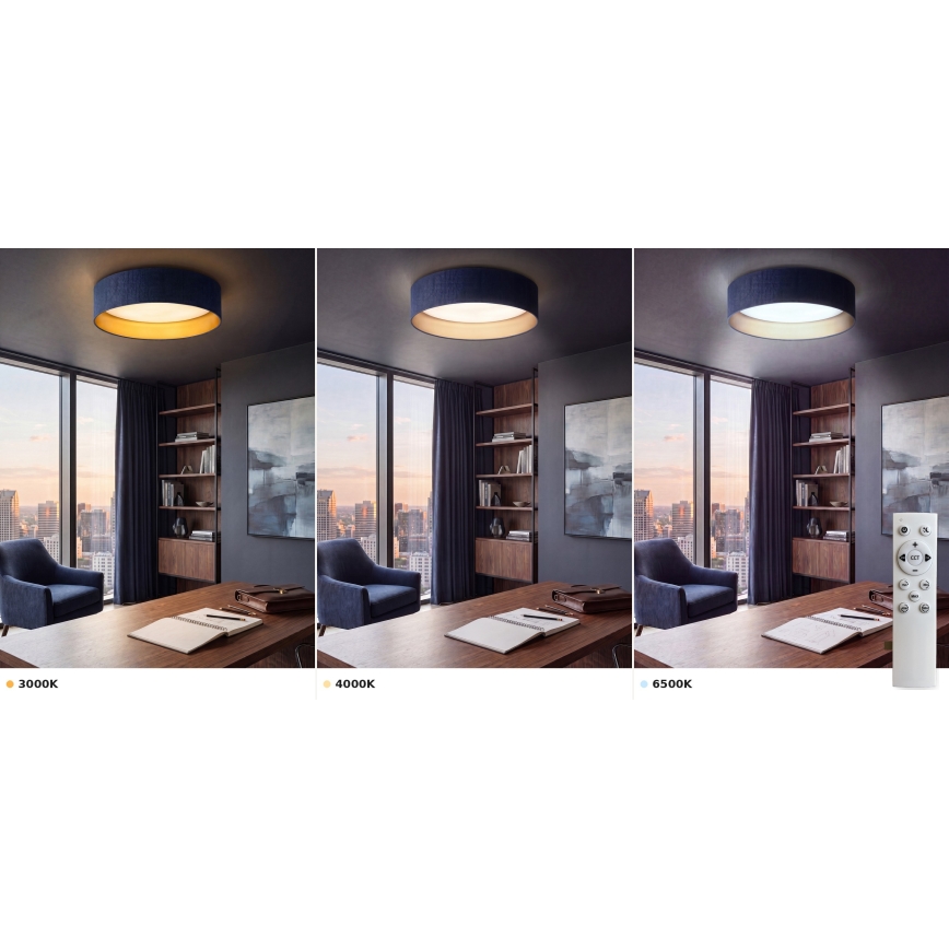 Brilagi - plafonnier dimmable VELVET SMART VARI LED/36W/230V 3000-6500K Ø 55 cm bleu/doré + télécommande