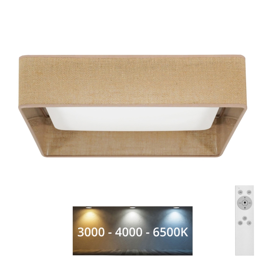 Brilagi - Plafonnier LED dimmable VELVET SQUARE LED/24W/230V 43x43 cm 3000/4000/6500K + télécommande marron