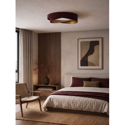 BRILAGI - Plafonnier LED dimmable VELVET TWIST LED/36W/230V 3000-6000K Ø 65 cm Wi-Fi Tuya Beacon bordeaux/or + télécommande