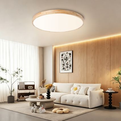 Brilagi - Plafonnier LED dimmable WOODLINE LED/100W/230V 3000-6000K chêne Ø 80 cm + télécommande