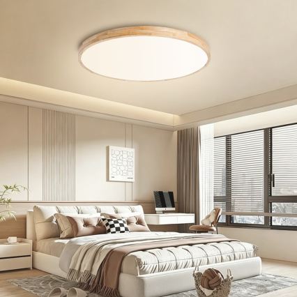 Brilagi - Plafonnier LED dimmable WOODLINE LED/100W/230V 3000-6000K chêne Ø 80 cm + télécommande