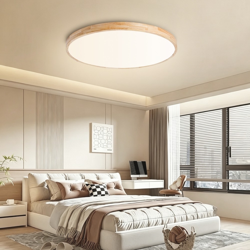 Brilagi - Plafonnier LED dimmable WOODLINE LED/100W/230V 3000-6000K chêne Ø 80 cm + télécommande