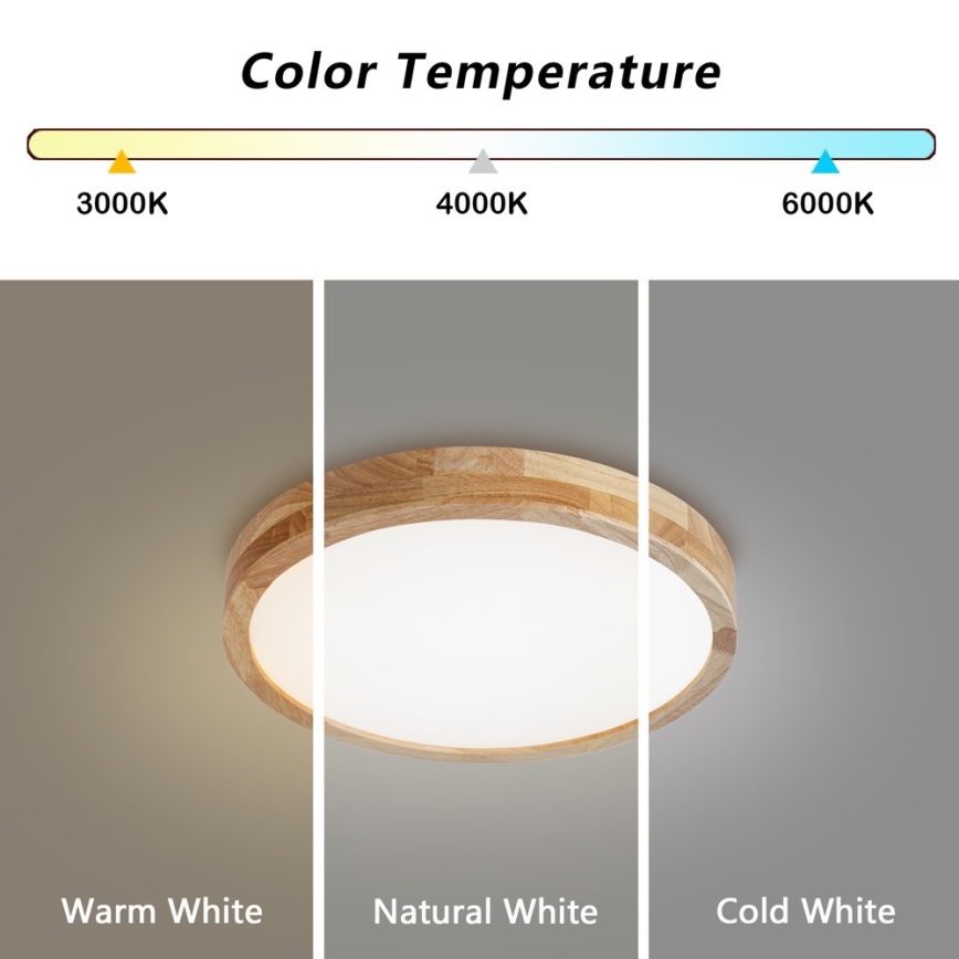 Brilagi - Plafonnier LED dimmable WOODLINE LED/48W/230V 3000-6000K chêne Ø 40 cm + télécommande
