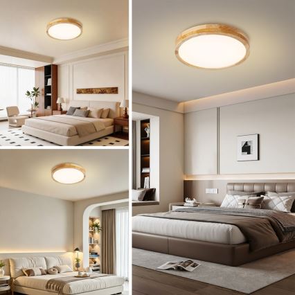 Brilagi - Plafonnier LED dimmable WOODLINE LED/48W/230V 3000-6000K chêne Ø 40 cm + télécommande