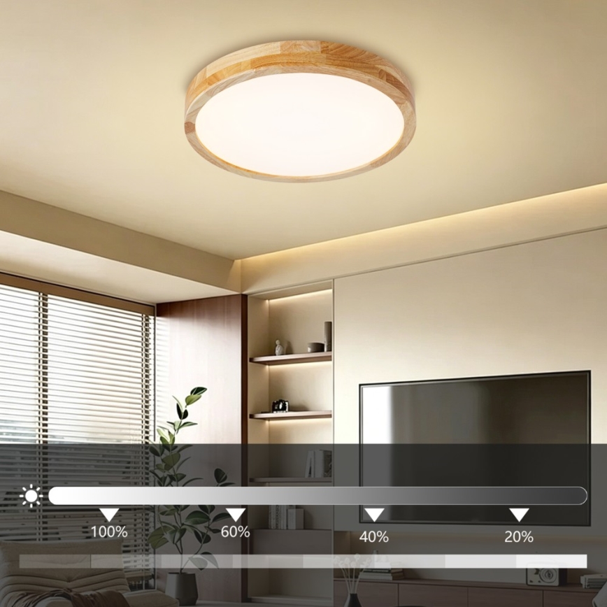 Brilagi - Plafonnier LED dimmable WOODLINE LED/48W/230V 3000-6000K chêne Ø 40 cm + télécommande