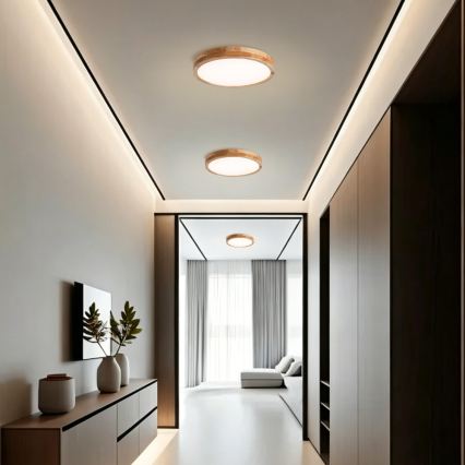 Brilagi - Plafonnier LED dimmable WOODLINE LED/48W/230V 3000-6000K chêne Ø 40 cm + télécommande