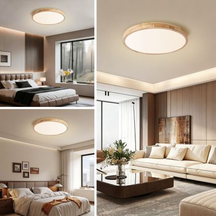 Brilagi - Plafonnier LED dimmable WOODLINE LED/72W/230V 3000–6000 K chêne, Ø 60 cm + télécommande
