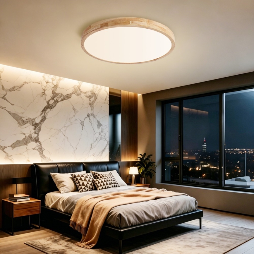 Brilagi - Plafonnier LED dimmable WOODLINE LED/72W/230V 3000–6000 K chêne, Ø 60 cm + télécommande