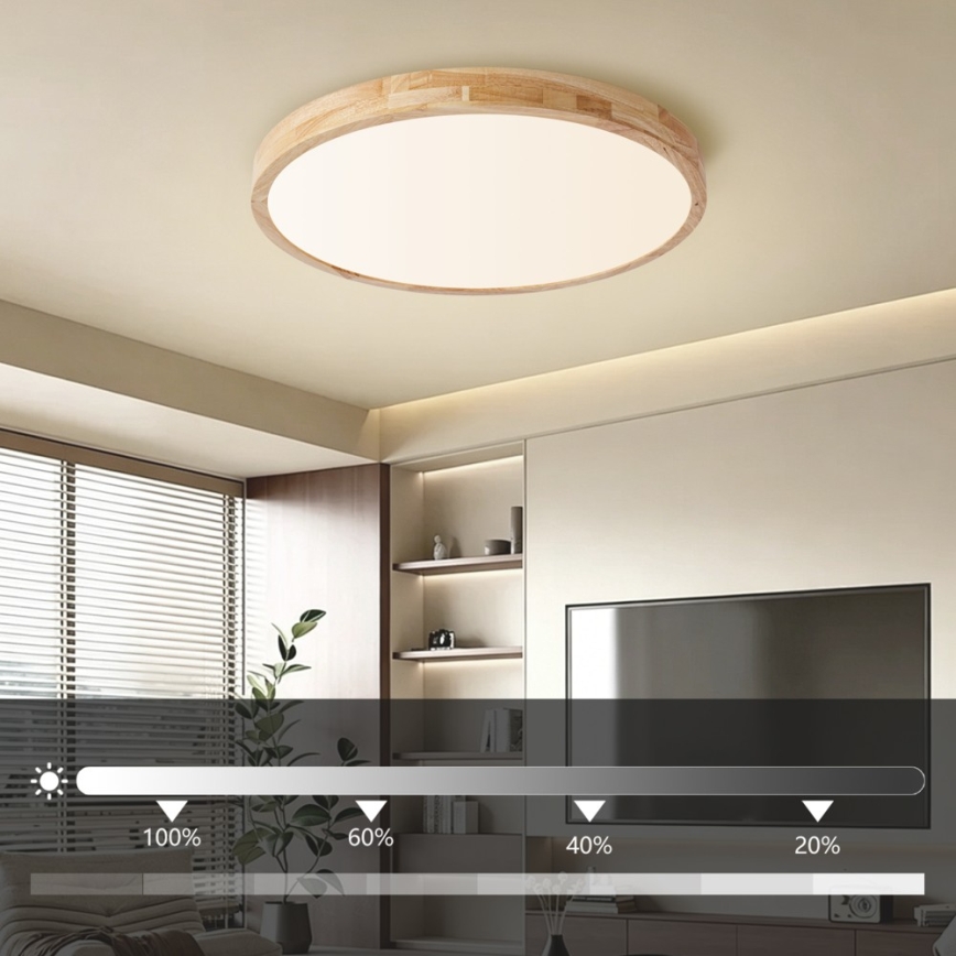 Brilagi - Plafonnier LED dimmable WOODLINE LED/72W/230V 3000–6000 K chêne, Ø 60 cm + télécommande