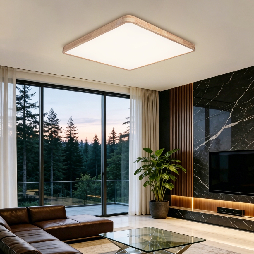 Brilagi - Plafonnier LED dimmable WOODLINE SQUARE LED/180W/230V 3000-6000K chêne 100x100 cm + télécommande