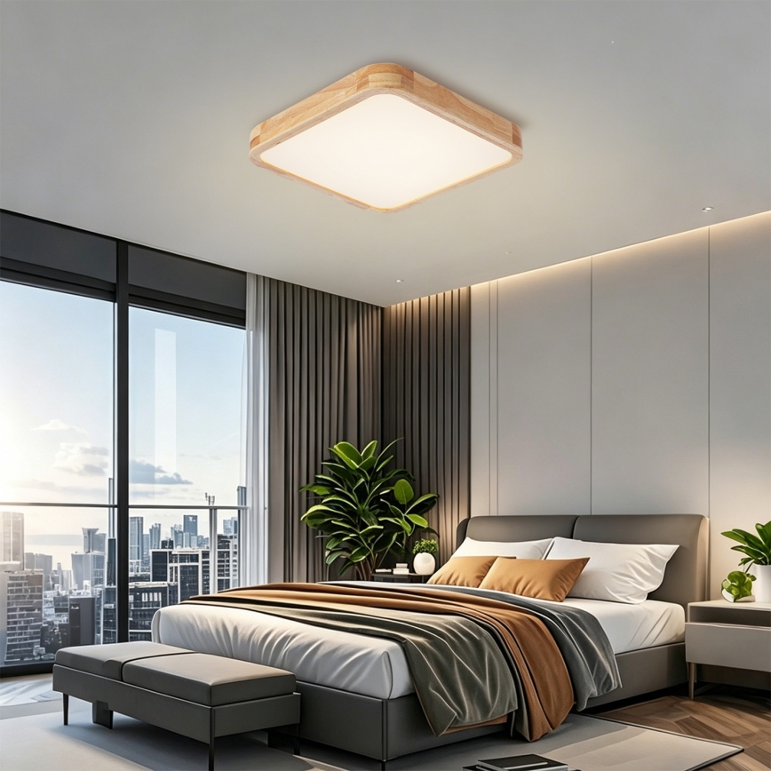 Brilagi - Plafonnier LED dimmable WOODLINE SQUARE LED/48W/230V 3000-6000K chêne 40x40 cm + télécommande
