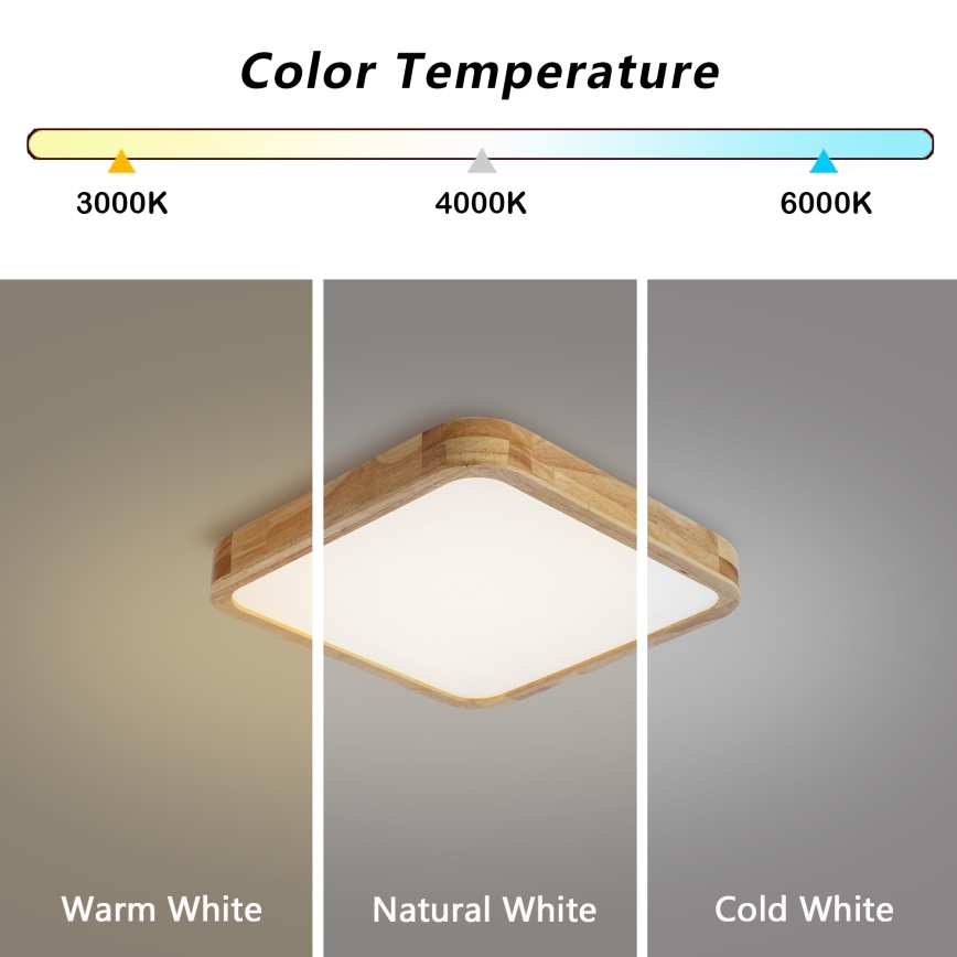 Brilagi - Plafonnier LED dimmable WOODLINE SQUARE LED/48W/230V 3000-6000K chêne 40x40 cm + télécommande