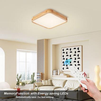 Brilagi - Plafonnier LED dimmable WOODLINE SQUARE LED/48W/230V 3000-6000K chêne 40x40 cm + télécommande