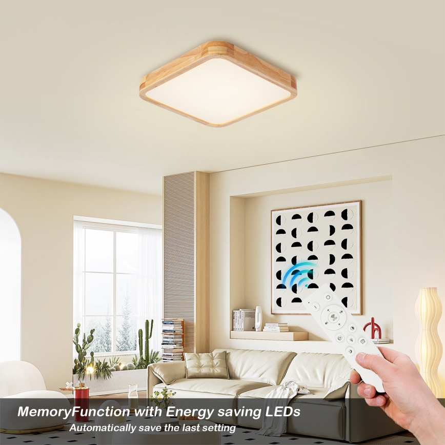 Brilagi - Plafonnier LED dimmable WOODLINE SQUARE LED/48W/230V 3000-6000K chêne 40x40 cm + télécommande