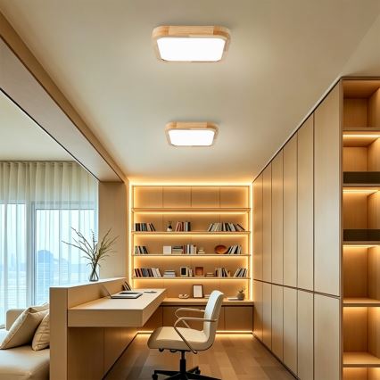 Brilagi - Plafonnier LED dimmable WOODLINE SQUARE LED/48W/230V 3000-6000K chêne 40x40 cm + télécommande