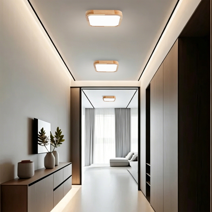 Brilagi - Plafonnier LED dimmable WOODLINE SQUARE LED/48W/230V 3000-6000K chêne 40x40 cm + télécommande