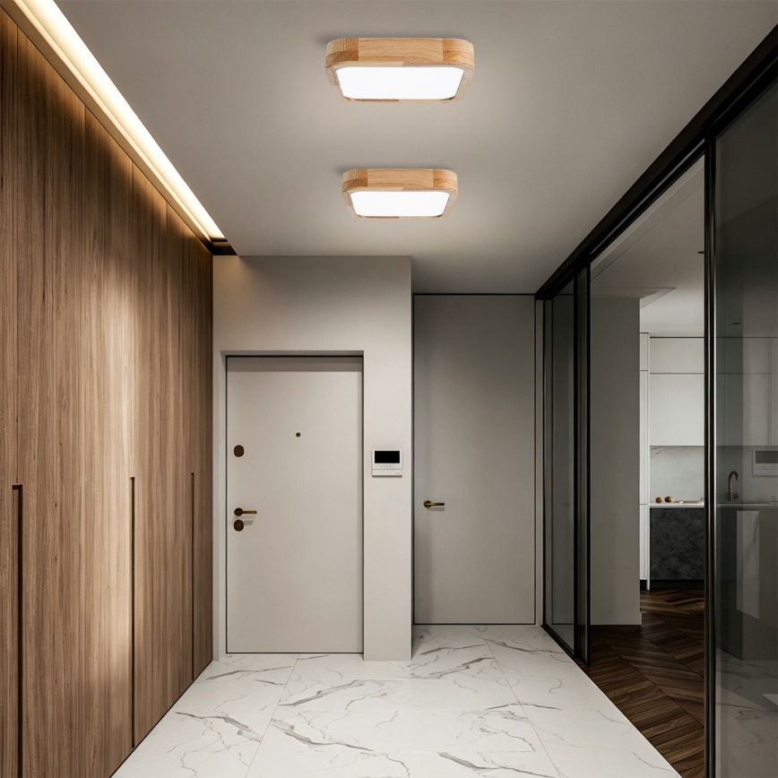 Brilagi - Plafonnier LED dimmable WOODLINE SQUARE LED/48W/230V 3000-6000K chêne 40x40 cm + télécommande