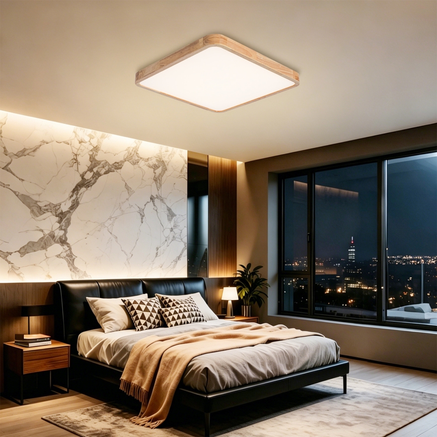Brilagi - Plafonnier LED dimmable WOODLINE SQUARE LED/80W/230V 3000-6000K chêne 60x60 cm + télécommande