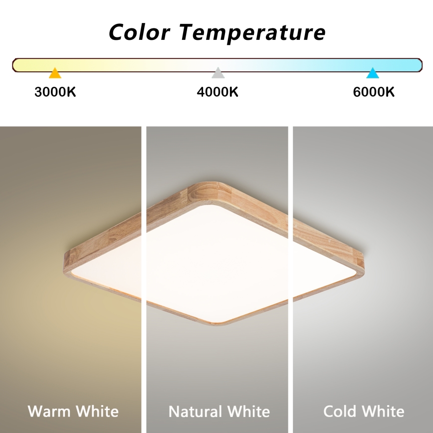 Brilagi - Plafonnier LED dimmable WOODLINE SQUARE LED/80W/230V 3000-6000K chêne 60x60 cm + télécommande