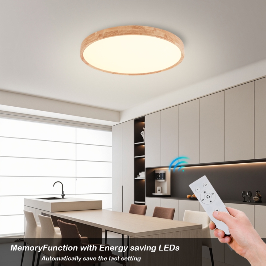 Brilagi - Plafonnier LED dimmable WOODROUND LED/40W/230V 3000-6000K diam. 60 cm bois IRC 90 + télécommande
