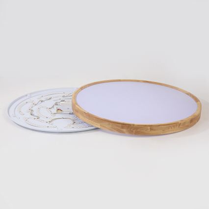 Brilagi - Plafonnier LED dimmable WOODROUND LED/70W/230V 3000-6000K Ø 80 cm bois IRC 90 + télécommande