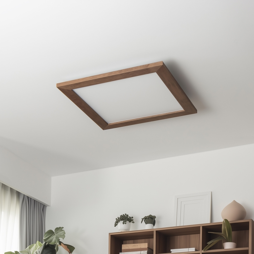 Brilagi - Plafonnier LED dimmable SLIMFRAME WOOD LED/36W/230V 49,5x49,5 cm 3000-6000K brun foncé + télécommande