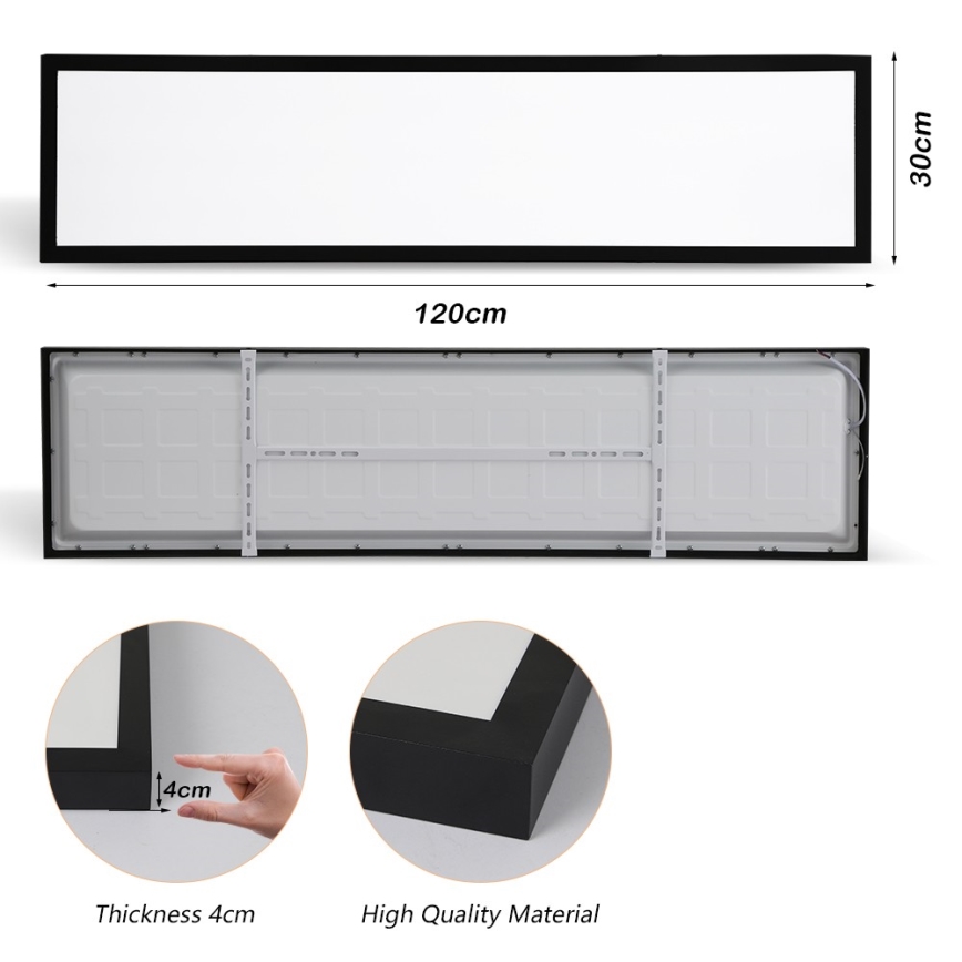 Brilagi - Plafonnier LED pour salle de bains FRAME LED/50W/230V 120x30 cm 3000/4000/6000K IP44 noir