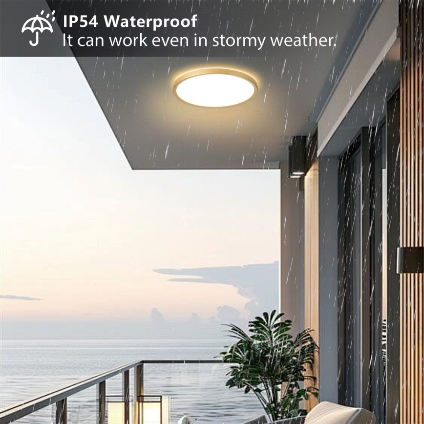 Brilagi - plafonnier LED pour salle de bains ULTRA SLIM LED/24W/230V Ø 42 cm doré IP54