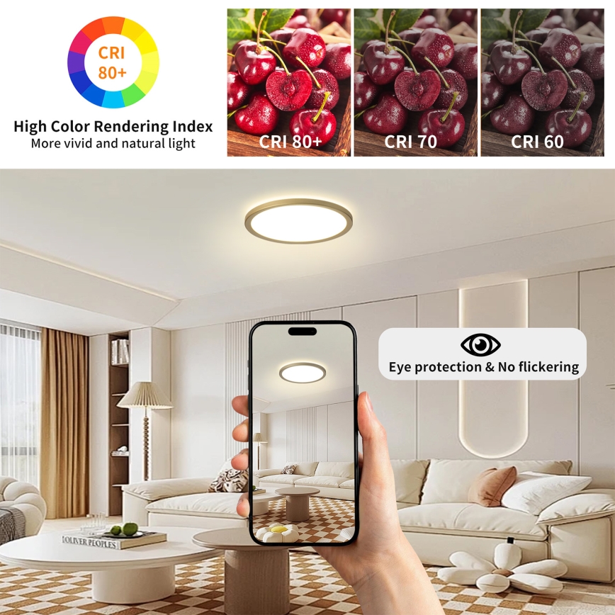 Brilagi - Plafonnier LED ULTRA SLIM pour salle de bains LED/12W/230V Ø 22,5 cm doré IP54