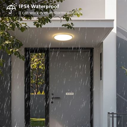 Brilagi - Plafonnier LED ultra-plat pour salle de bains / 18W / 230V Ø 30 cm doré IP54