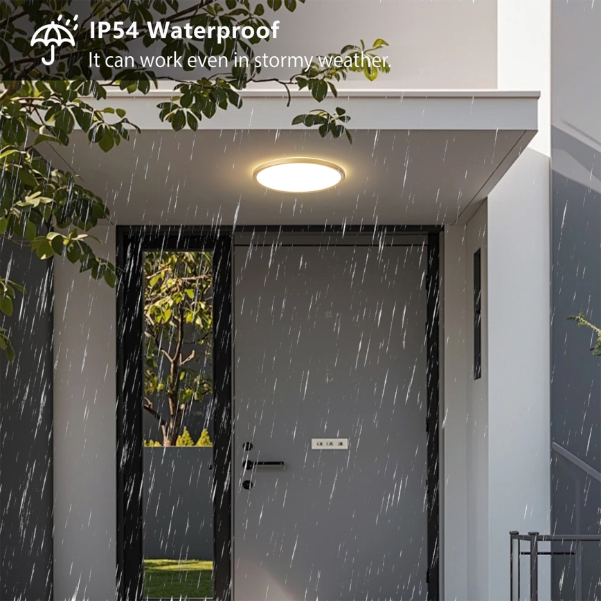 Brilagi - Plafonnier LED ultra-plat pour salle de bains / 18W / 230V Ø 30 cm doré IP54