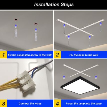 Brilagi - Plafonnier salle de bain FRAME LED/50W/230V 3000/4000/6000K IP44 noir