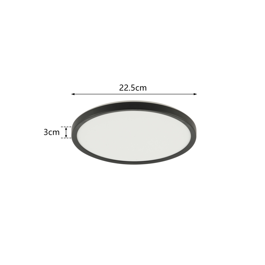 Brilagi - Plafonnier salle de bain ULTRA SLIM LED/12W/230V d. 22,5 cm noir IP54