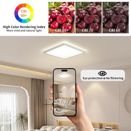 Brilagi - Plafonnier salle de bain ULTRA SLIM LED/18W/230V 30x30 cm blanc IP54
