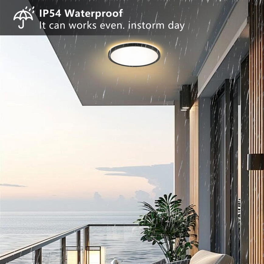 Brilagi - Plafonnier salle de bain ULTRA SLIM LED/24W/230V d. 42 cm noir IP54