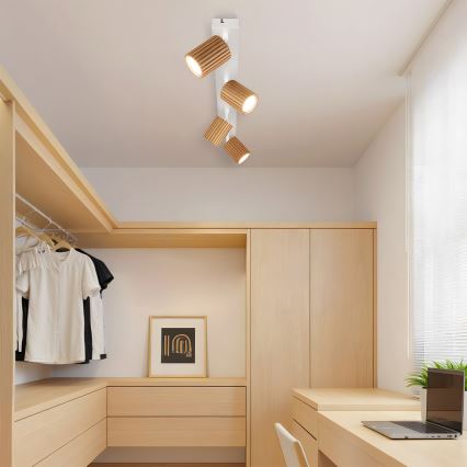 Brilagi - Luminaire spot MODERN WOOD 4xGU10/8W/230V bois/blanc