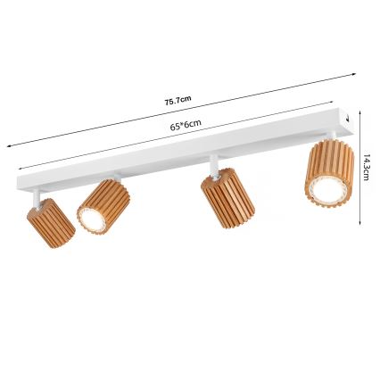 Brilagi - Luminaire spot MODERN WOOD 4xGU10/8W/230V bois/blanc