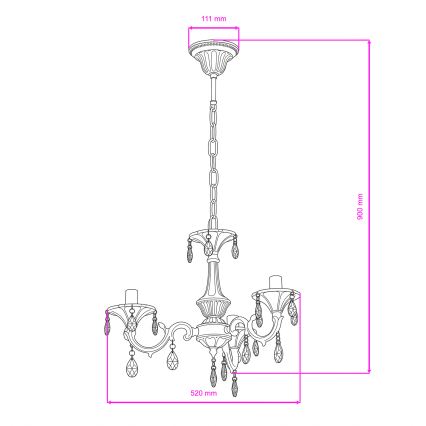 BRILAGI - Lustre à chaîne CLASSIC 3xE14/10W/230V crème/patine