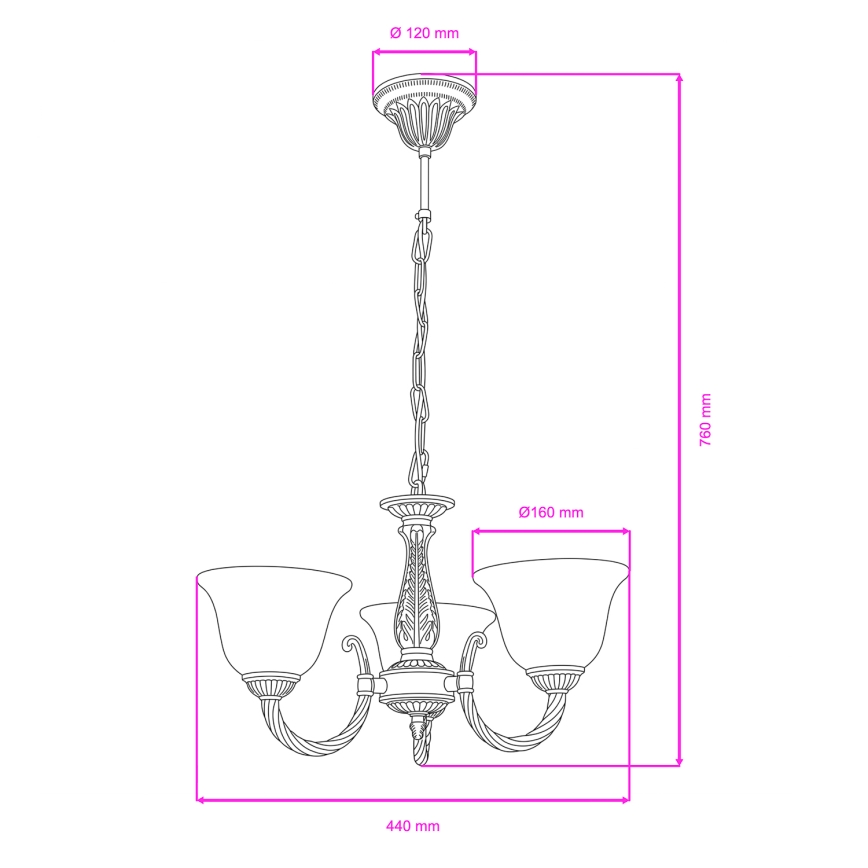 BRILAGI - Lustre à chaîne CLASSIC 3xE14/10W/230V laiton